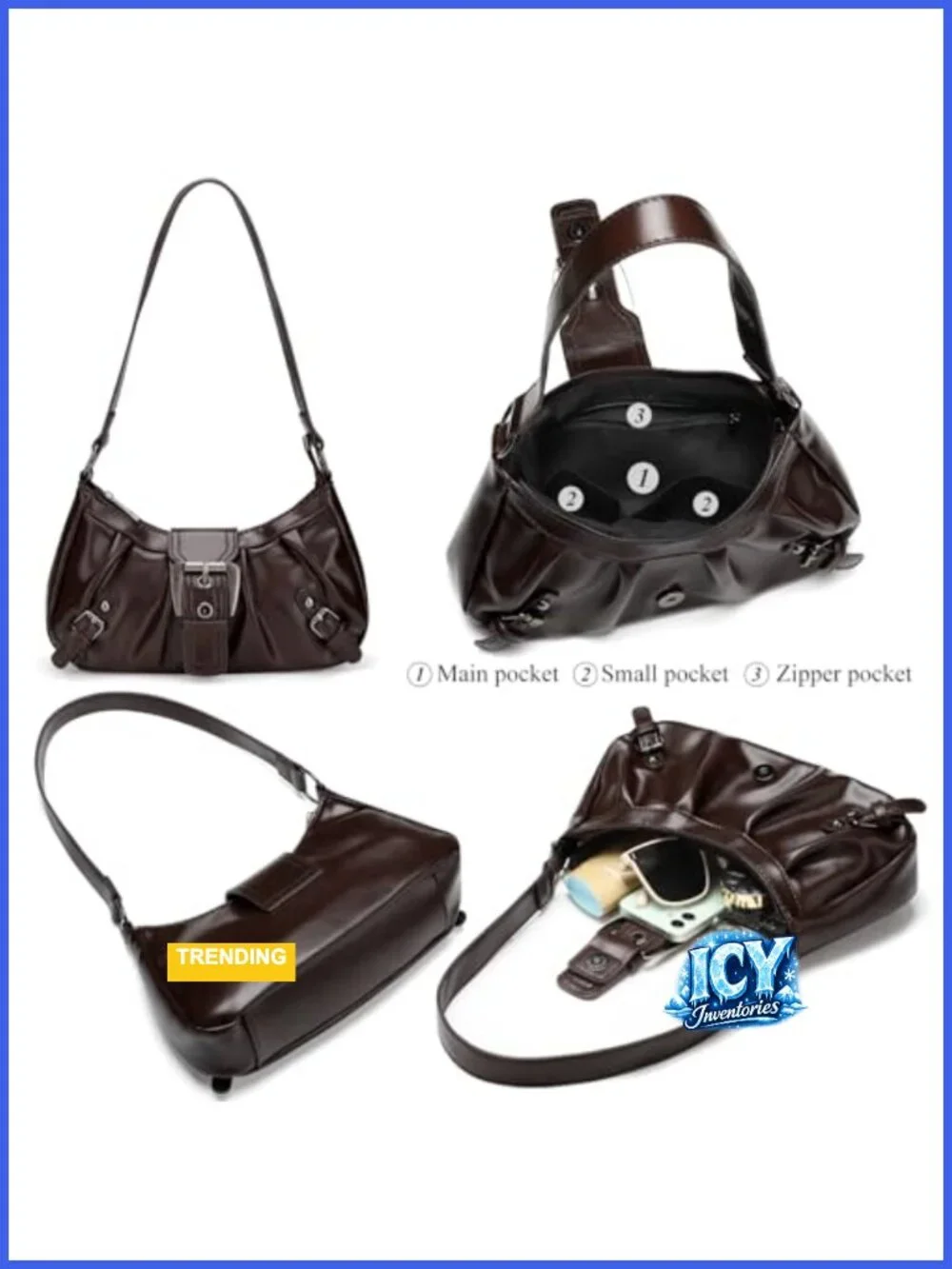 Faux Leather Hobo Shoulder Bag Tote Purse with Top Handle